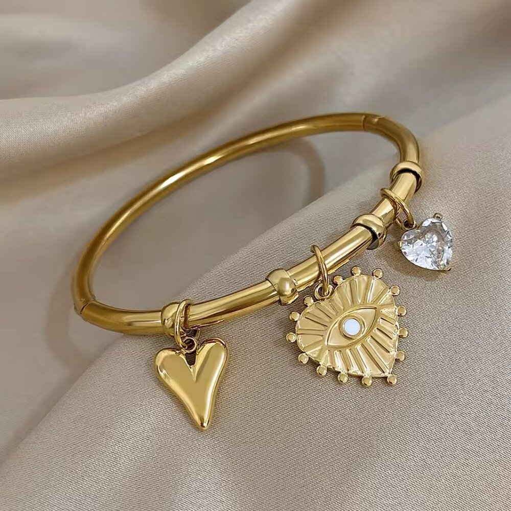 NEW! EVIL EYE HEART 316L STAINLESS STEEL BRACELET